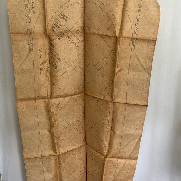 Vintage Geometric Stamped Burlap for Rug Making #1995 Size 36x60 - Picture 12 of 13